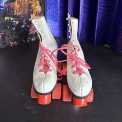 Vintage White Leather Roller Star Roller Derby Skates Size 9
