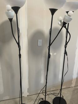 3 Torchiere Floor Lamps w/ Adjustable Reading Lights – Excellent Condition
