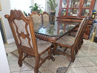 Real Wood Dining Table, & "Chinese Cabinet" HUTCH.
