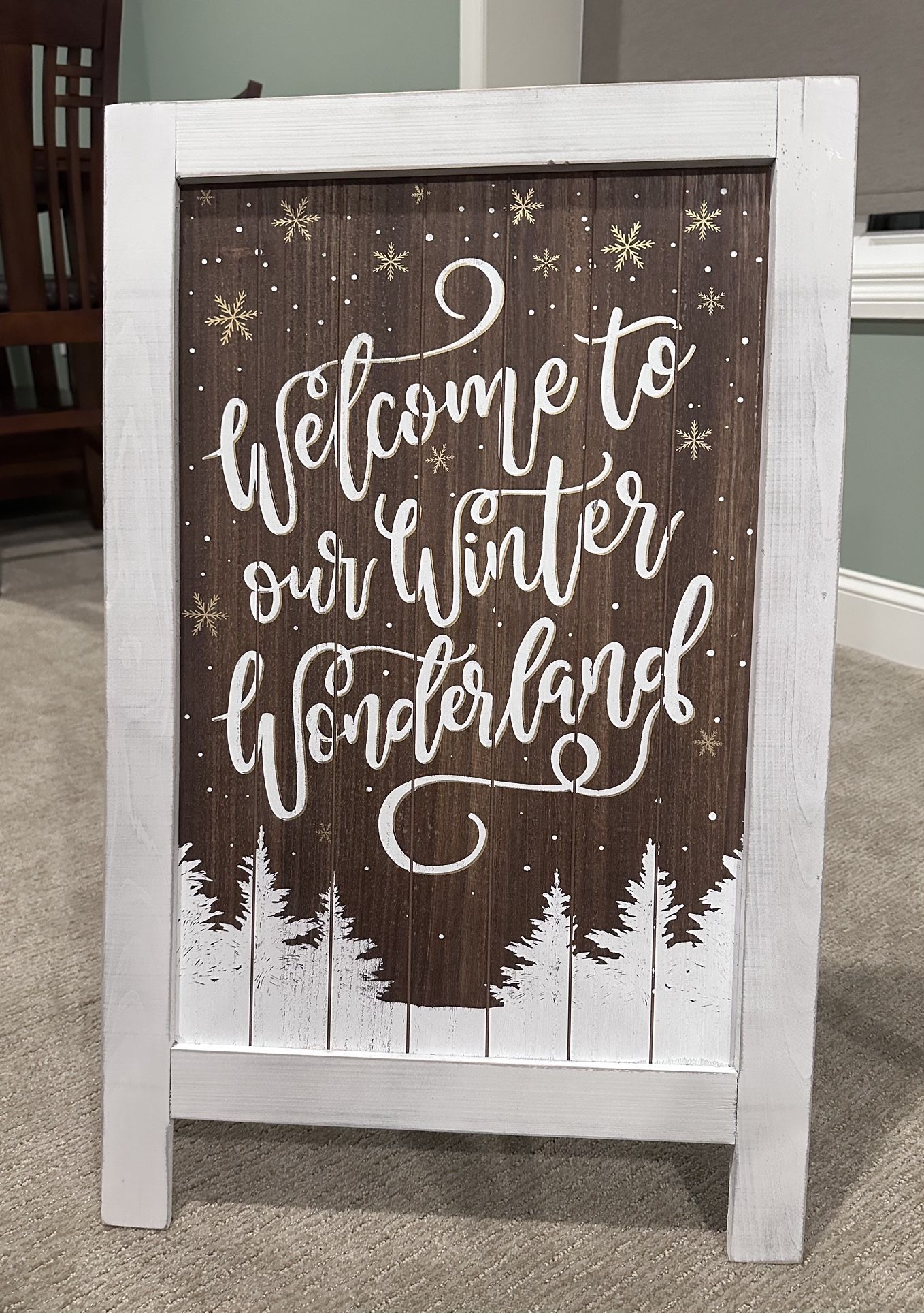 “Welcome To Our Winter Wonderland” Wood Easel