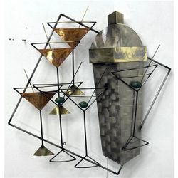 Curtis Jere ‘Martinis and Manhattans' Wall Art Metal Sculpture