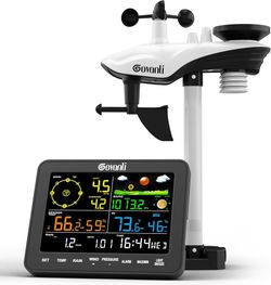 Govanli SA6 Weather Stations Wireless Indoor Outdoor,Home Weather Station with Rain Gauge Outdoor for Temperature,Humidity,Forecast,Pressure,Moon Phas