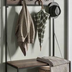 Metal & Wood Entrance Tree, Walnut Color 