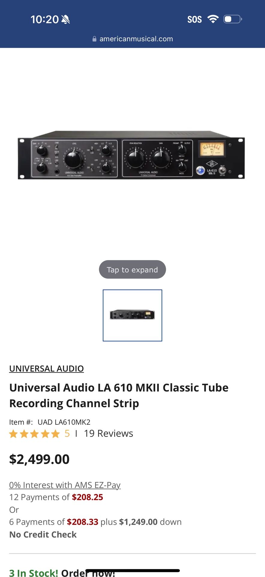 Universal Audio LA-610 Mk II Classic Tube Recording Channel