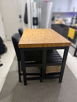 IKEA Kitchen Island + 2 Chairs – $250