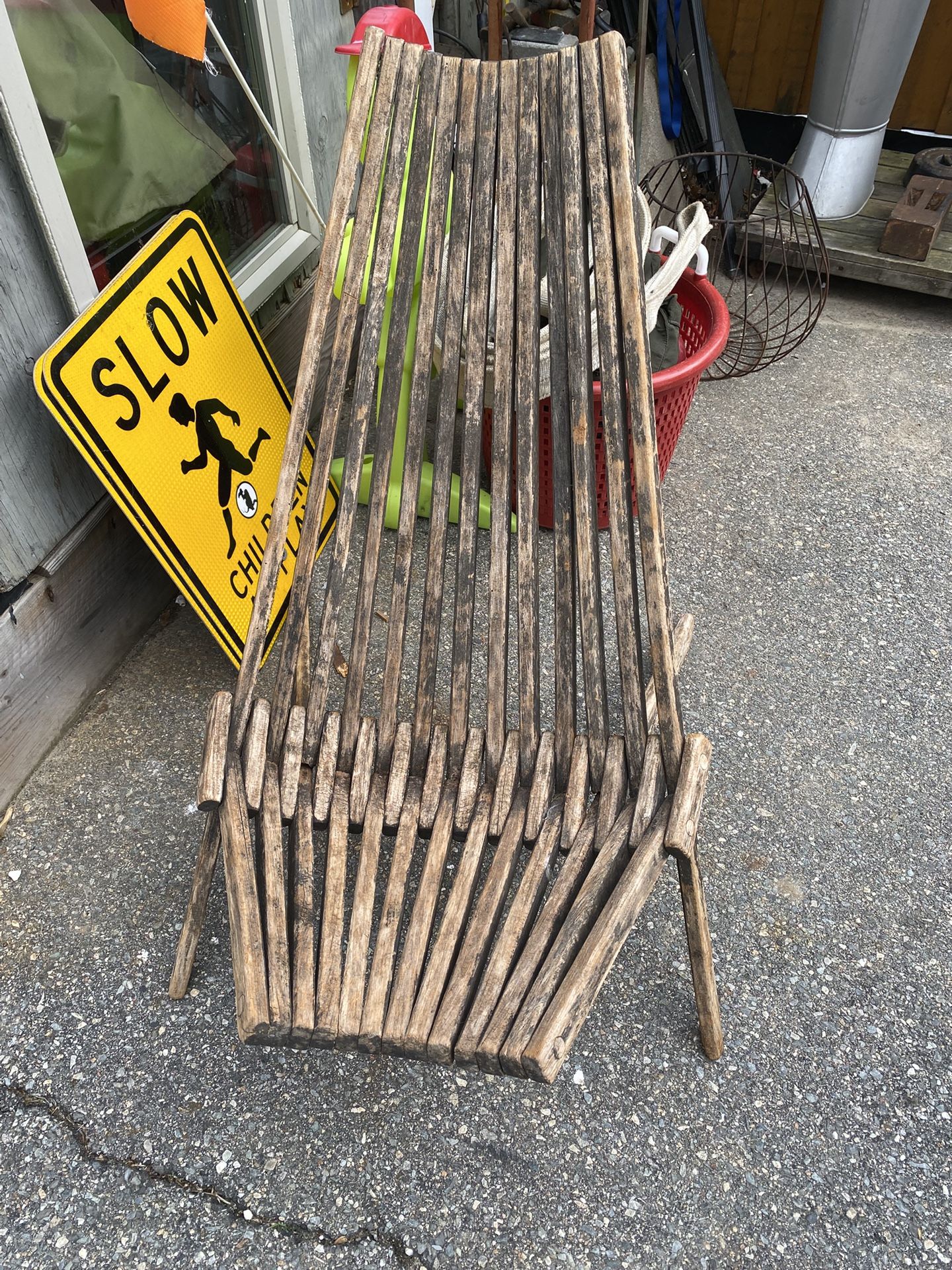 LARGE ANTIQUE Wooden Slat Chair