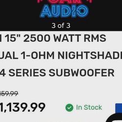 Sundown Audio Nightshade V4 D1  15" New In Box