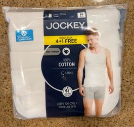 Pack of 5 new white cotton tank tops size medium
