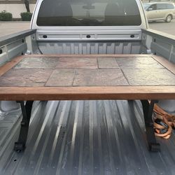 Rock Accent Wooden Coffee Table