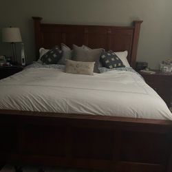 Cherry King Bed With Nightstands And Armoire 