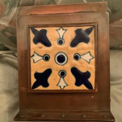 LUBIN CRAFT  Copper Bookends With Hand painted Ceramic Tiles