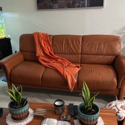 Burnt  Orange  Soft  Leather  76” Long  Sofa