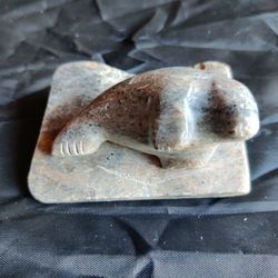 HAND CARVED SOAPSTONE MANATEE SCULPTURE 