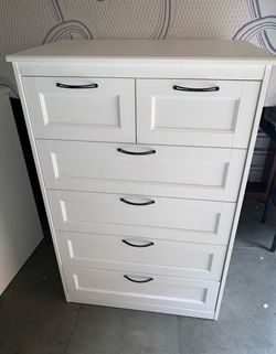 White Tall Dresser with 6 Drawers