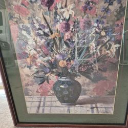 Framed Floral Picture $30