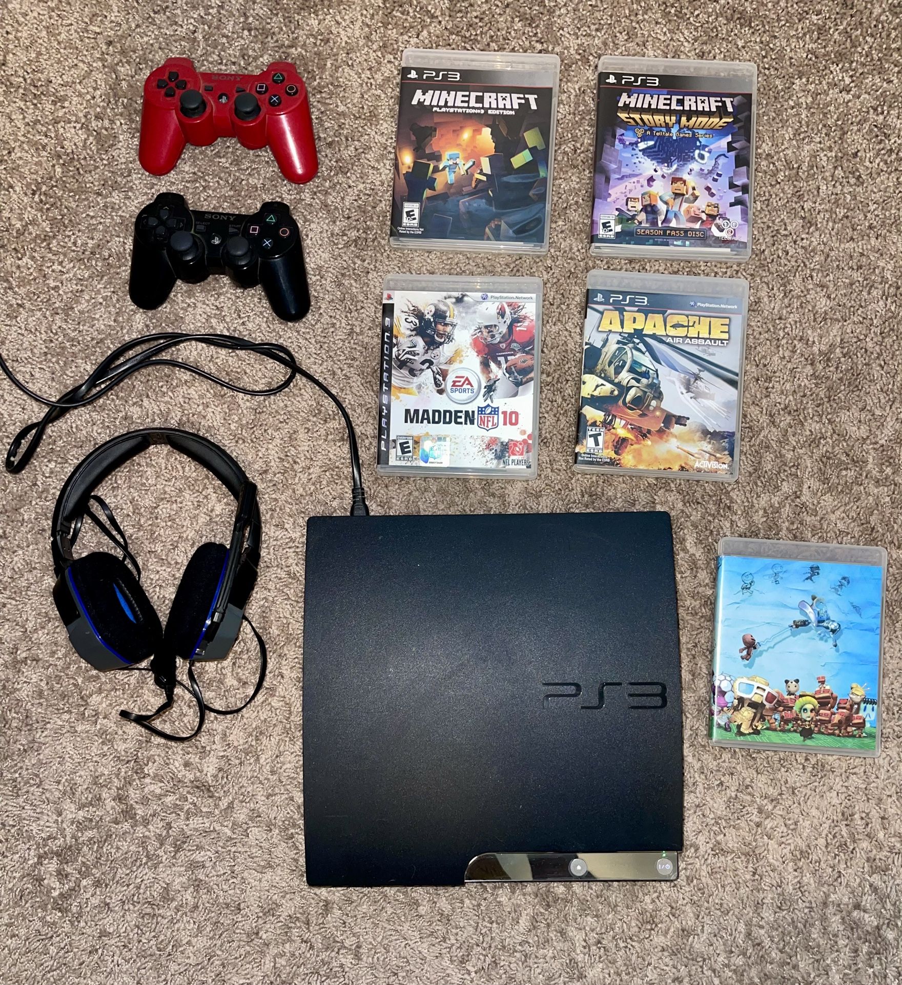 PS3, Controllers, Games, Headset