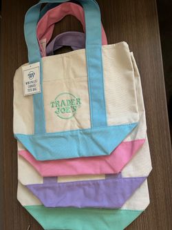 Trader Joe’s mini pastel canvas tote bags set of 4
