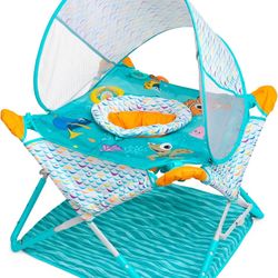 Bright Starts Disney Baby Finding Nemo Pop 'N Jump Foldable Activity Center, Indoor/Outdoor, Unisex, 6 Months+  Color Nemo Material Metal Brand Bright