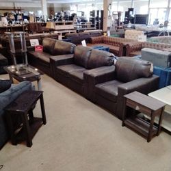 Top Grain Genuine Leather Ashley Sofa Set 