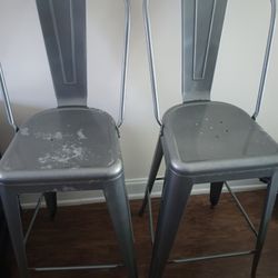Two Grey Metal Bar Stools!Must Go 