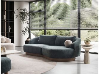 Palermo Teal Curved 2-piece Sectional Sofa