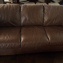 “Italsofa” Brown Leather 3 Seat Sofa