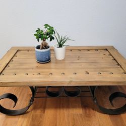 Rustic Wood & Metal Coffee Table