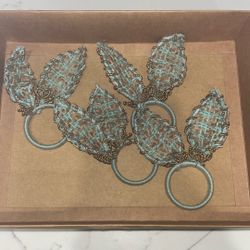 4 Gold Beaded Bunny Ear napkin rings