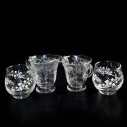 Vintage Glass Creamer and Sugar Serving