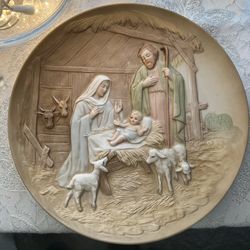 Beautiful Antique Porcelain Nativity Scene Plate By Homco No Flaws! 