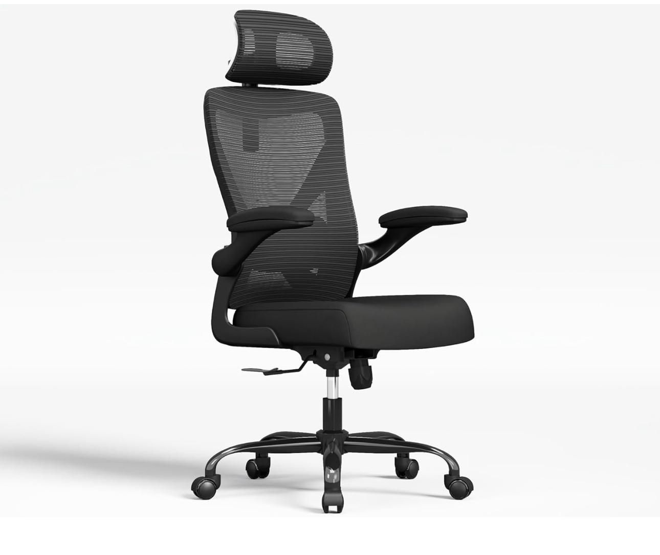 Ergonomic Office Chair - X-Shaped Computer Desk Chair Comfy, Gaming Chair, Office Chair with Lumbar Support, Mesh Office Chairs with Headrests (Black)