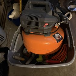 Rigid Air Compressor With Hose And 18gague Brad Nail 
