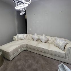 Tufted Genuine Leather Sectional 