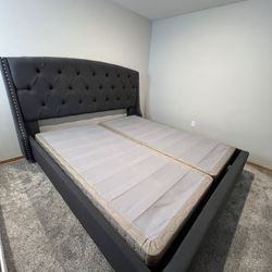 King Size Tufted Bed Frame With Box Springs 
