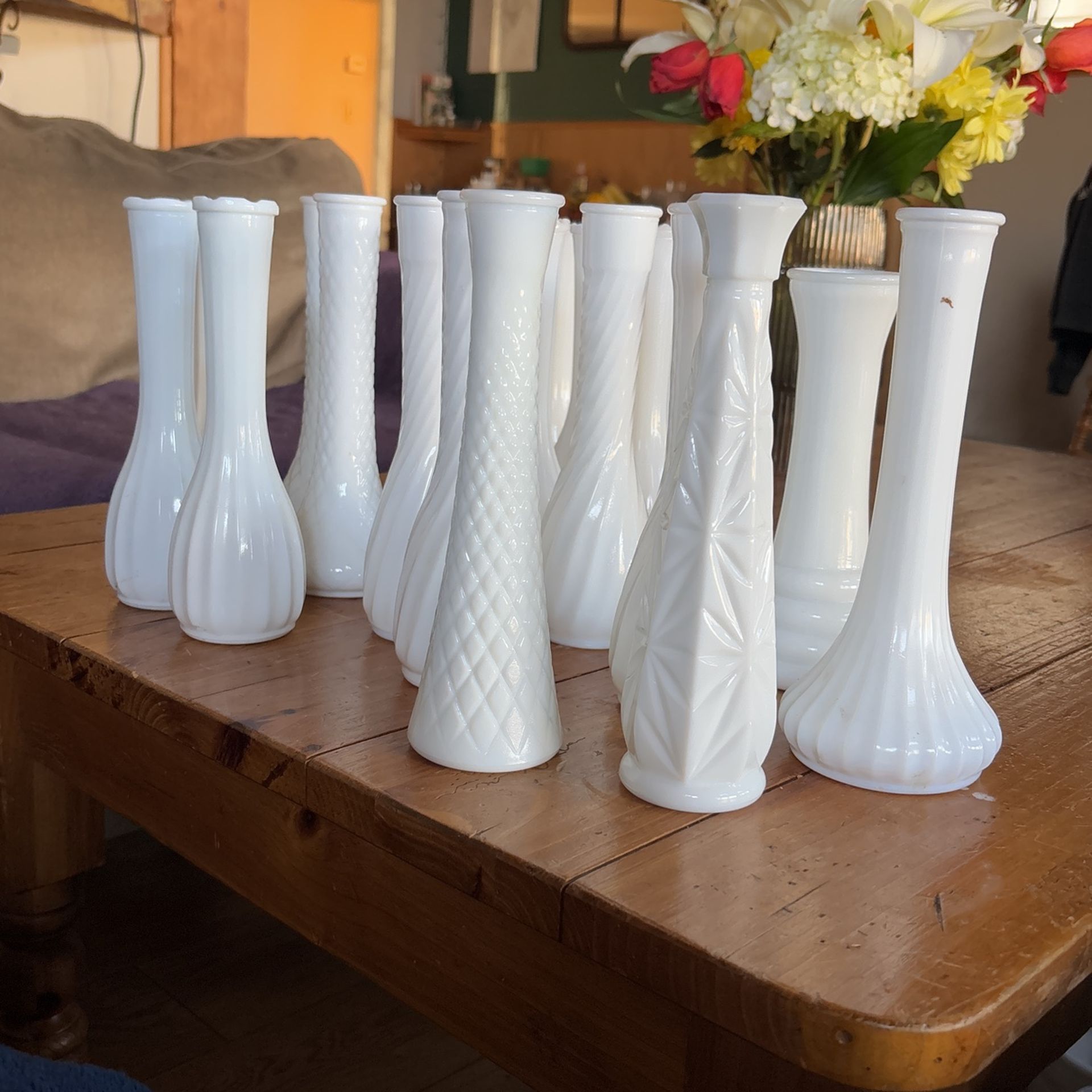 Milk Glass Bud Vases