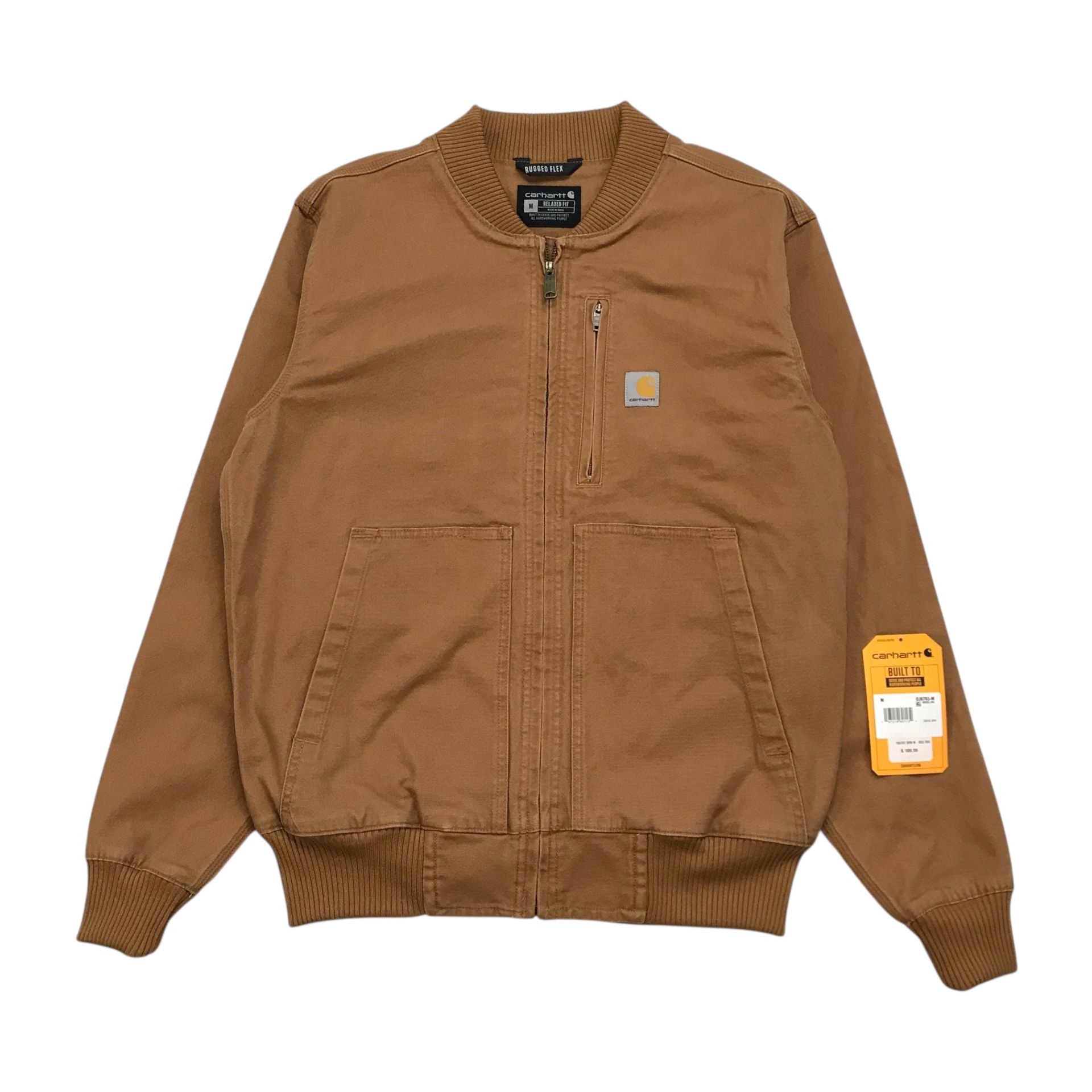 CARHARTT RUGGED FLEX DUCK RELAXED FIT BOMBER JACKET MEDIUM M MENS TAN DUCK NEW!