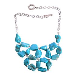 Chunky Faux turquoise tiered statement necklace