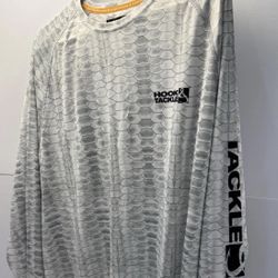 Hook & Tackle Fishing Shirt XL – UPF 50+ Sun Protection, Gray Pattern