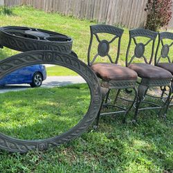 Metal Shelf With Two Tables Mirror And Chairs 