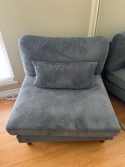 Grey Corduroy Armless Chair