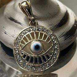 Evil Eye Gold Plated Medallion Pendant 