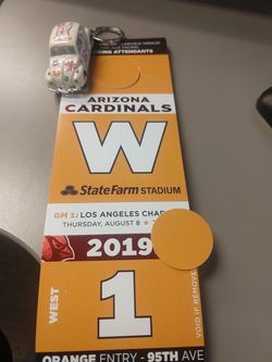 Orange parking pass for Cardinals Chargers game