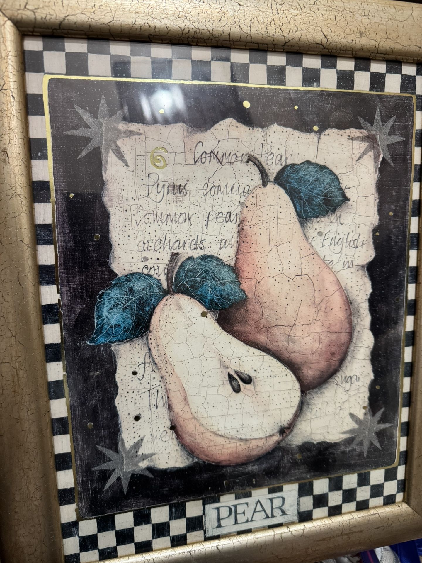pear and apple art print framed