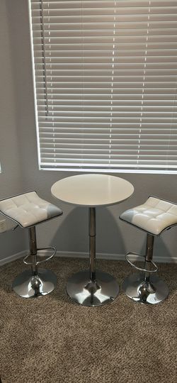 3-Piece White Bar Table and Stool Set