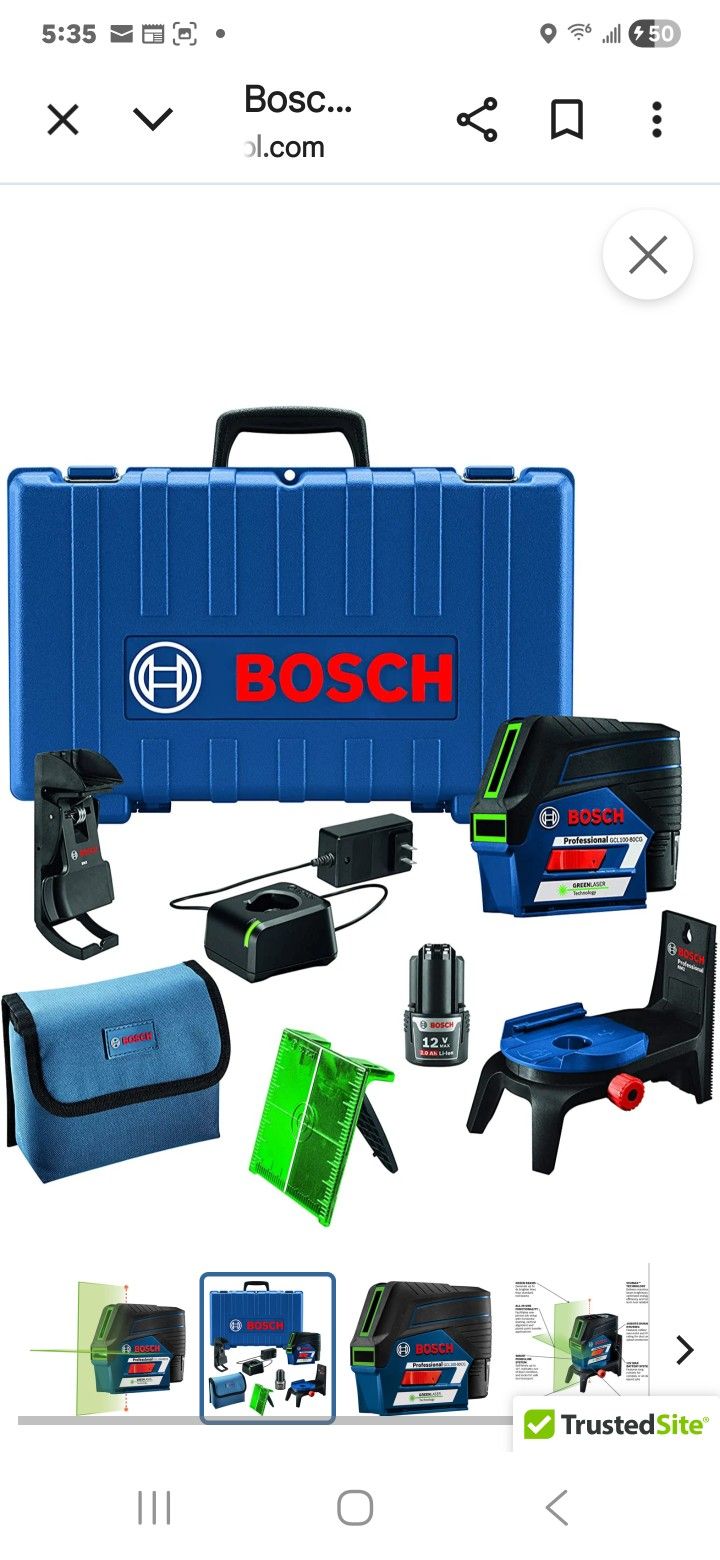 Bosch GCL100-80CG 12V Max Connected Green-Beam Cross-Line Laser with Plumb Points