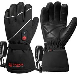 HEAT Heated Gloves for Men Women, Rechargeable Electric Heated Leather Skiing and Snowboarding Gloves