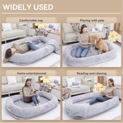 Extra Large Human Size Dog/Human Bed with Raised Cushioned Rim