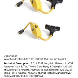 Woodhead  GFCI  Molex  6’ 3-way