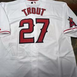 Angels Trout White Jersey Stitched Brand New 
