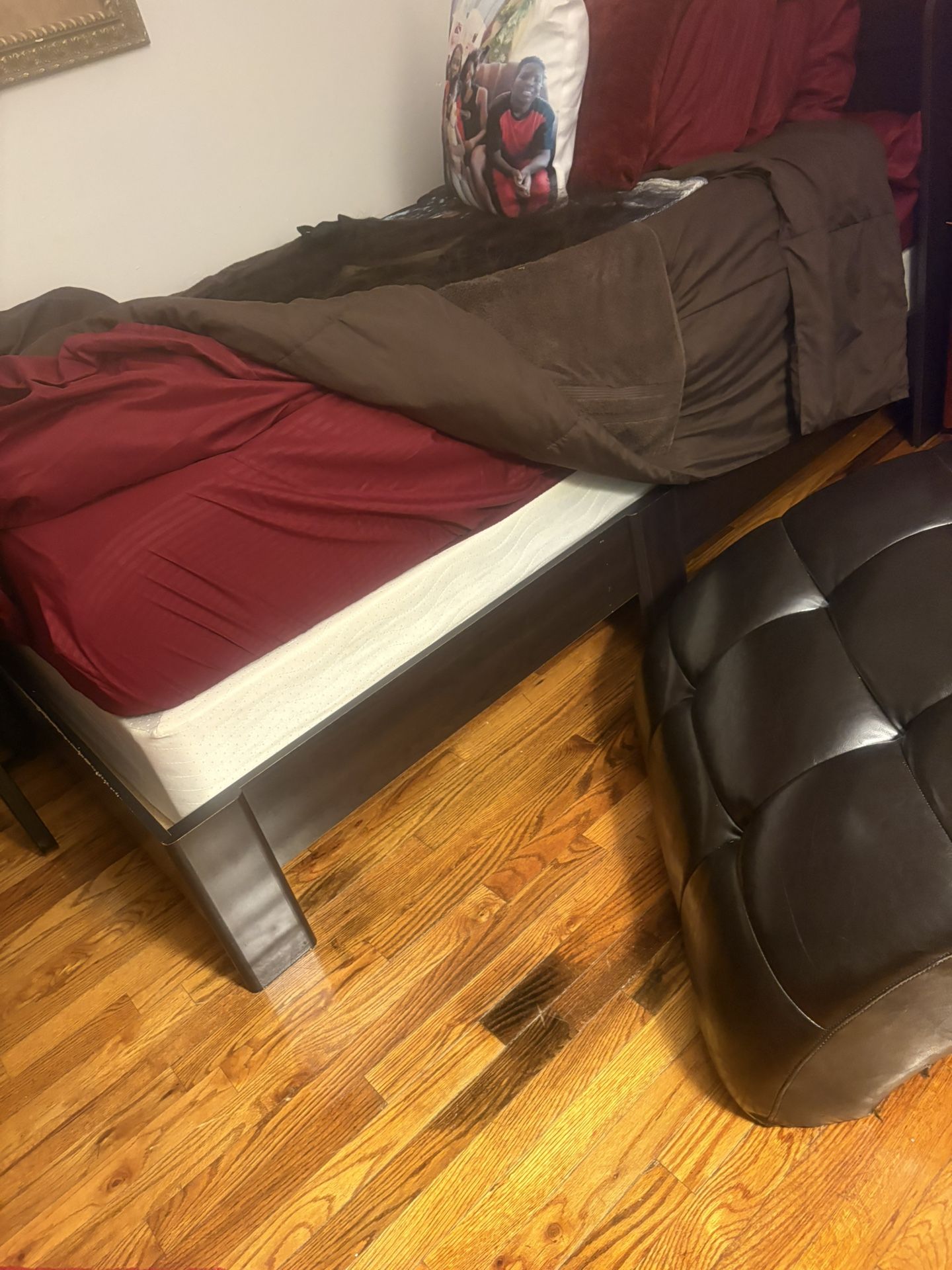 Twin Size Bed Frame, Boxspring ,And Mattress